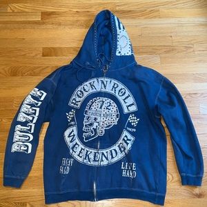 Bulzeye zip up skull hoodie